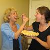 Linda and Steph eating the pies that didn't make the cut!