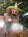 At Epcot Center - Even Donald is happy to see one of our pink boxes